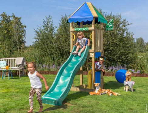 Jungle Cirque | Wooden climbing frame with slide & market stall