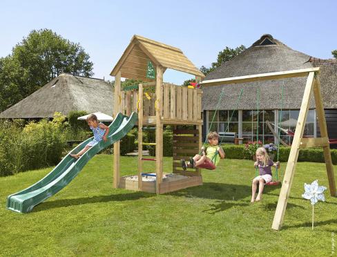 Jungle Cabin | Wooden climbing frame with double swing