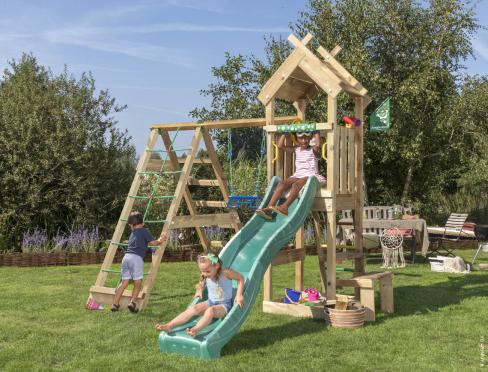 Jungle Totem | Wooden climbing frame with swing & climbing net