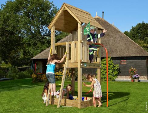 Jungle Club | Wooden climbing frame with fireman's pole