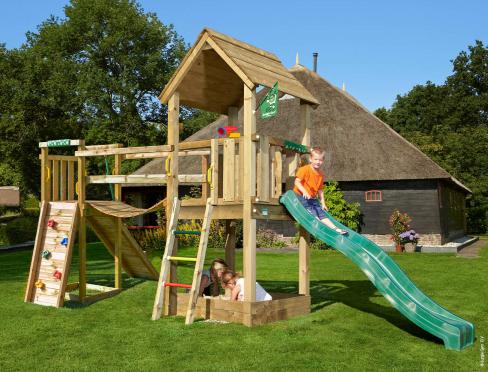 Jungle Club | Wooden climbing frame with slide & clatter bridge