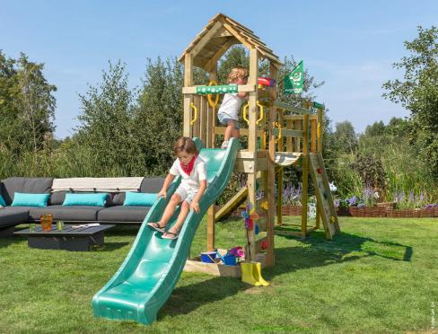 Jungle Cocoon | Wooden climbing frame with slide & clatter bridge