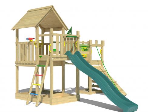 Jungle Lookout | Wooden climbing frame with slide & clatter bridge