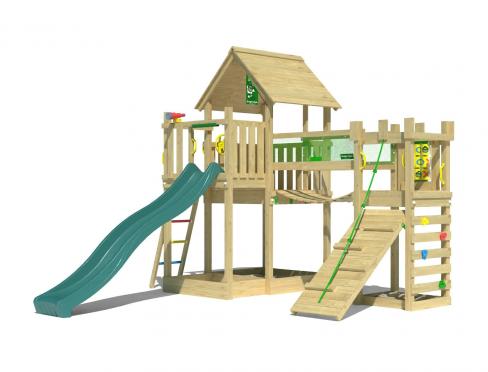 Jungle Lookout | Wooden climbing frame with slide & clatter bridge