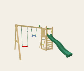 Wooden swing set with double swing